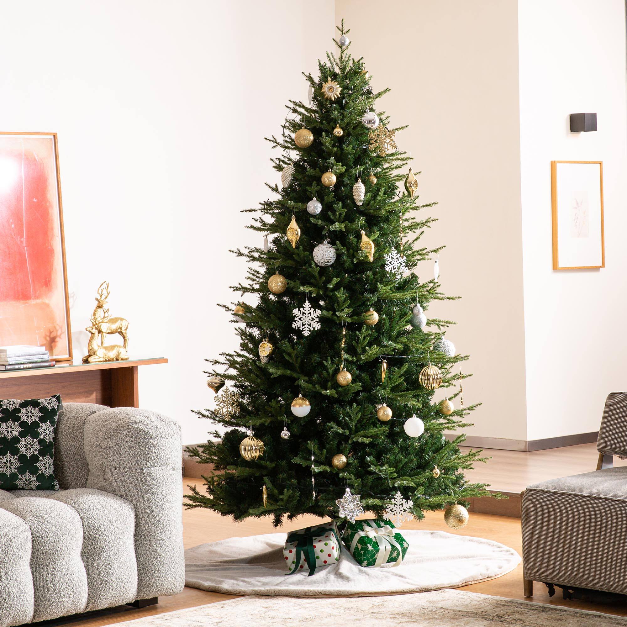 Glitzhome® 60" Milk Coffee Reversible Faux Rabbit Fur/Korean Fleece Christmas Tree Skirt